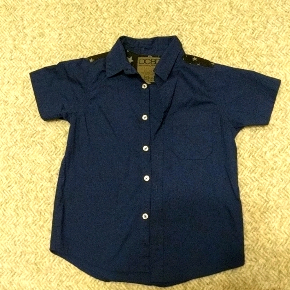 DCBD Boys button down shirt short sleeve blue